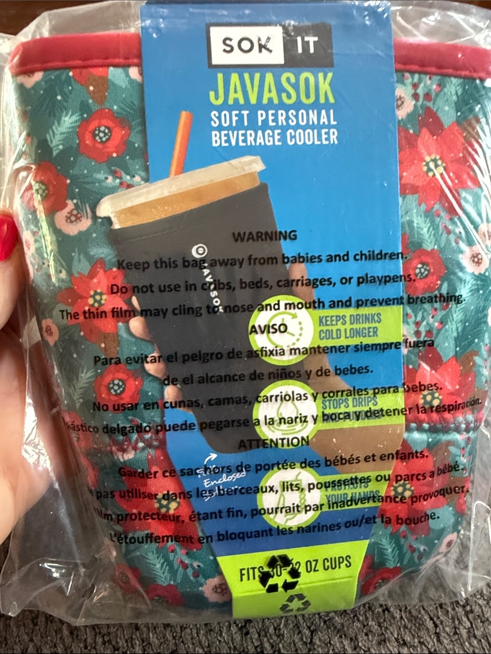 Sok It Javasok Soft Personal Beverage Cooler - Holiday. NWT